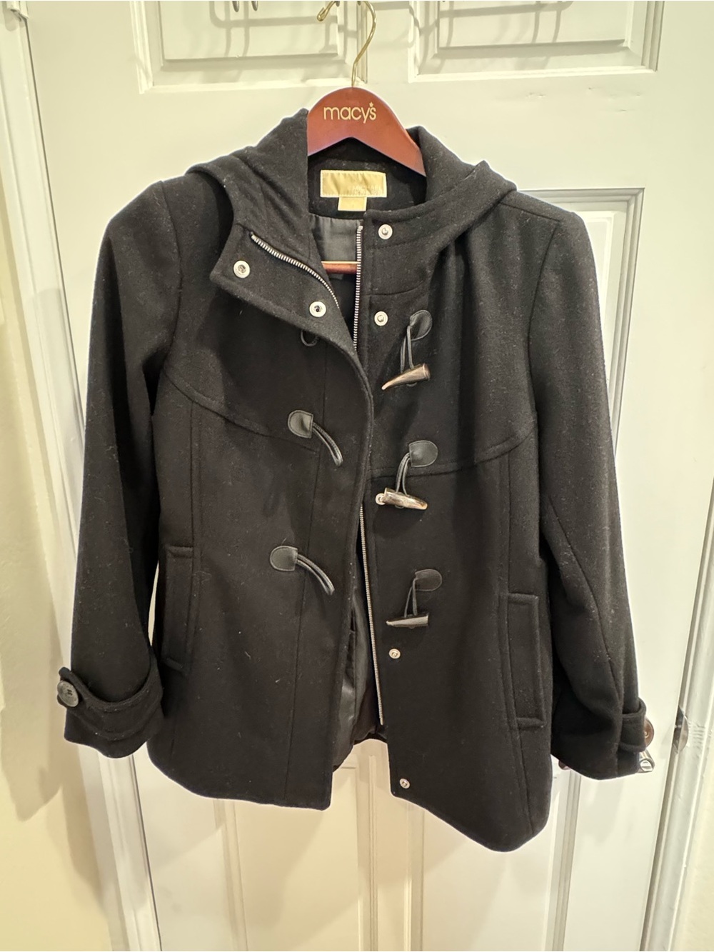 MICHAEL Michael Kors Black Hooded Toggle Pea Coat
